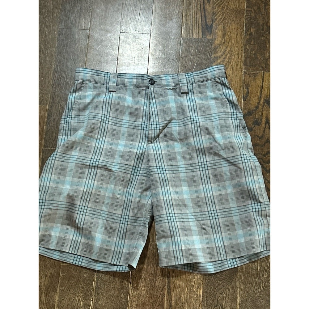 Izod Perform X Men Golf Shorts Blue Plaid Checkered‎ 30  EUC